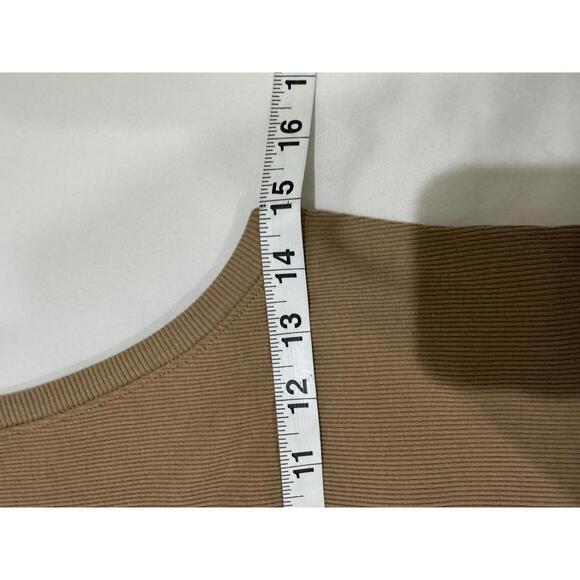 NWOT Brown High Neck Ribbed Cotton Cropped Tank Top- Size Medium - Picture 6 of 7